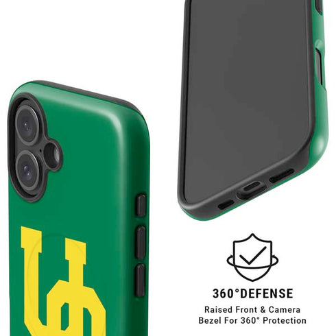 University of Oregon UO on Green iPhone 16 Plus Magsafe Impact Case